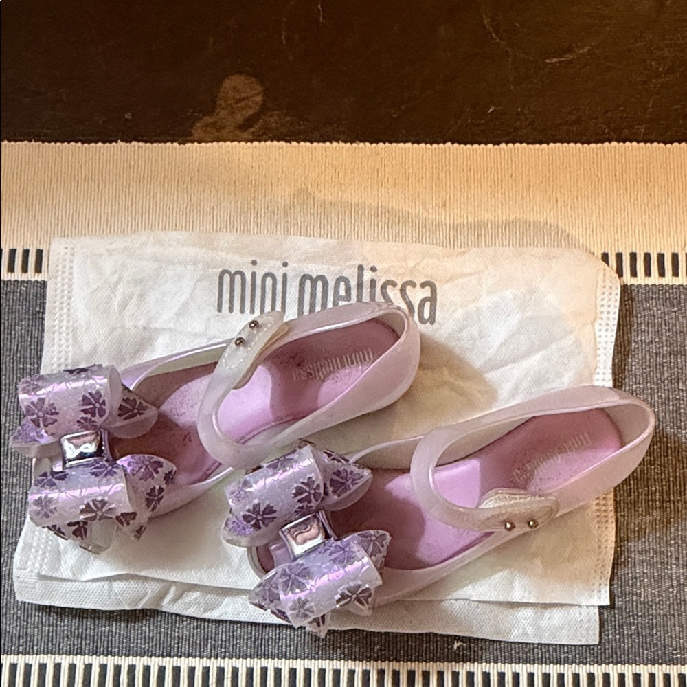 Mini Melissa Lavender Pink Jelly Mary Jane with Floral Bow